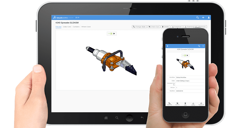 Tổng quan tính năng phần mềm SOLIDWORKS PDM 3 SOLIDWORKS PDM all devices
