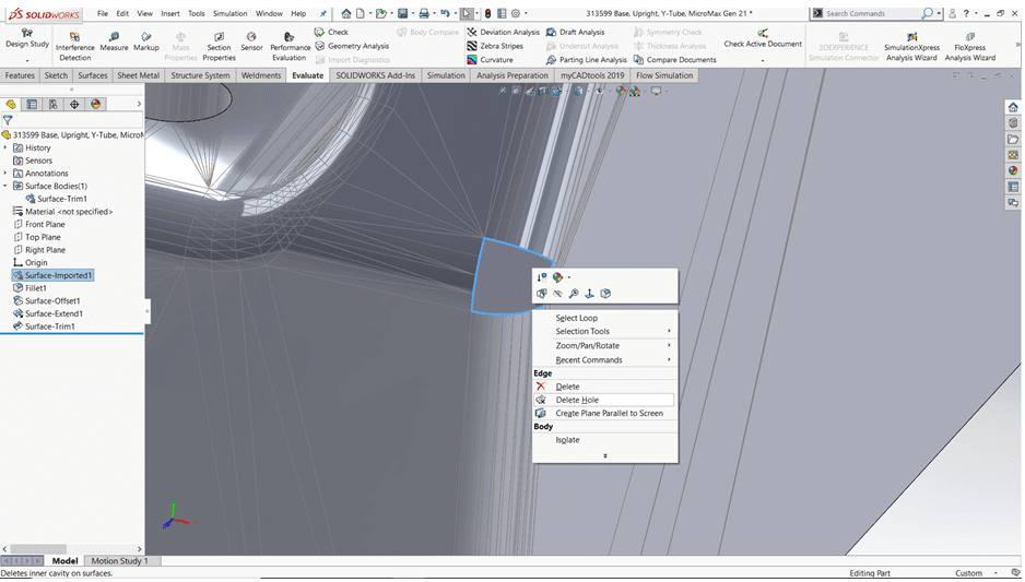Hướng dẫn surface SOLIDWORKS 2020 – Direct Mesh Editing