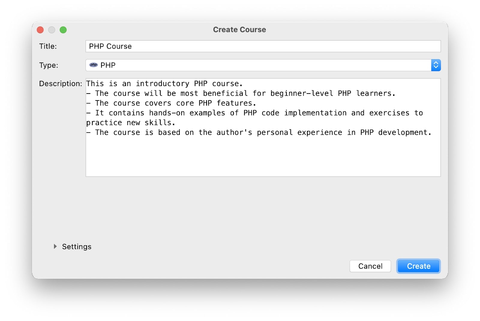 Tạo các khóa học PhpStorm với EduTools