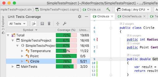 dotCover hỗ trợ Visual Studio 2010 — 2019 và JetBrains Rider 2018.2