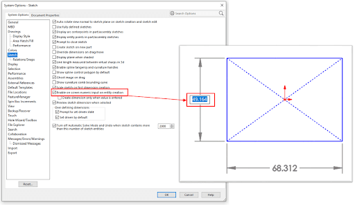 System Options > Sketch > Enable on screen numberic input on entity creation