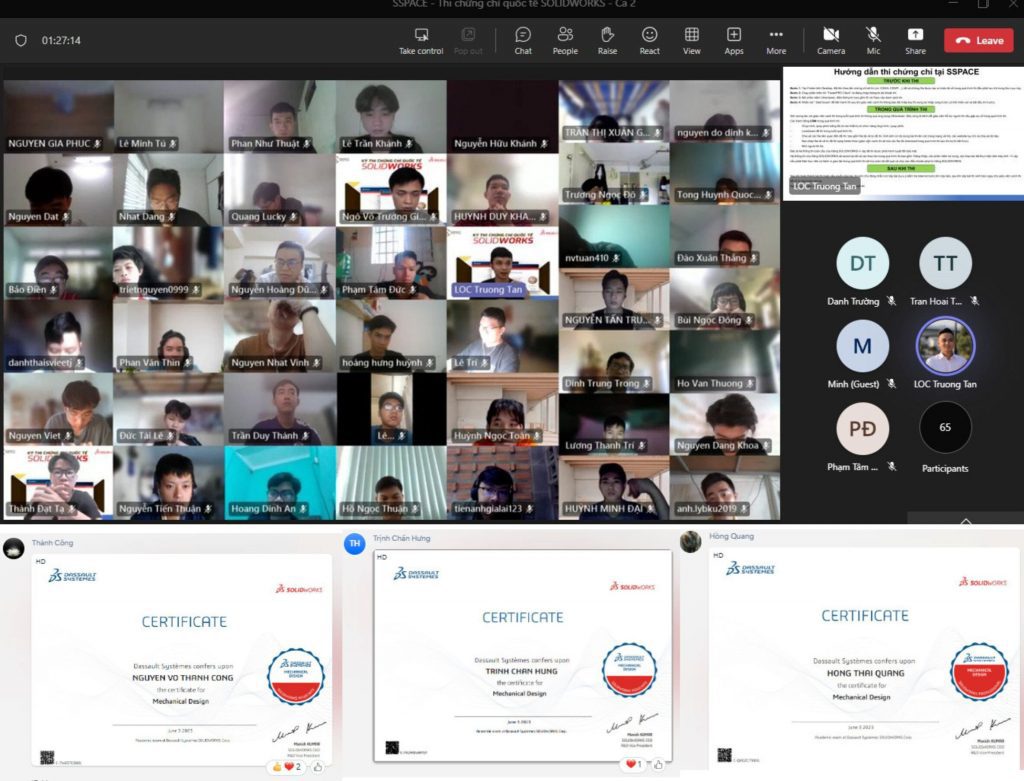 Khóa học SOLIDWORKS Essential 9 SSPACE Chung chi 1024x781 1