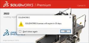 solidworks licence will expire in 30 days