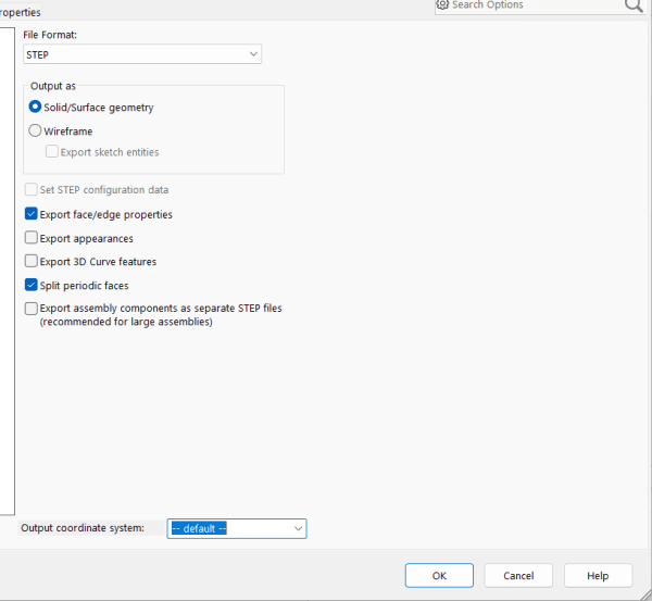 Xuất file SOLIDWORKS 2025 để sử dụng cho các phiên bản thấp hơn 3 Các lựa chọn xuất file STEP
