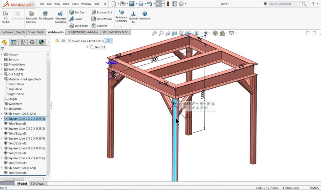 khoa hoc solidworks weldments