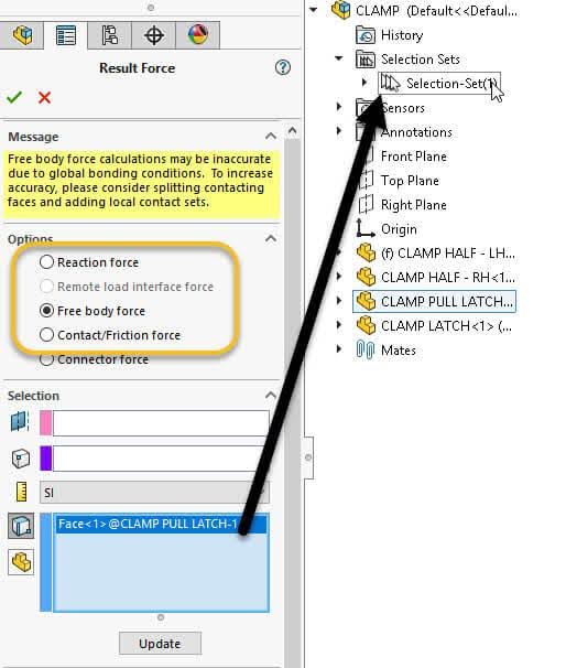 Sử dụng SOLIDWORKS Simulation Sensors và Selection Sets 5 Giao diện Selection Sets trong List Result Force
