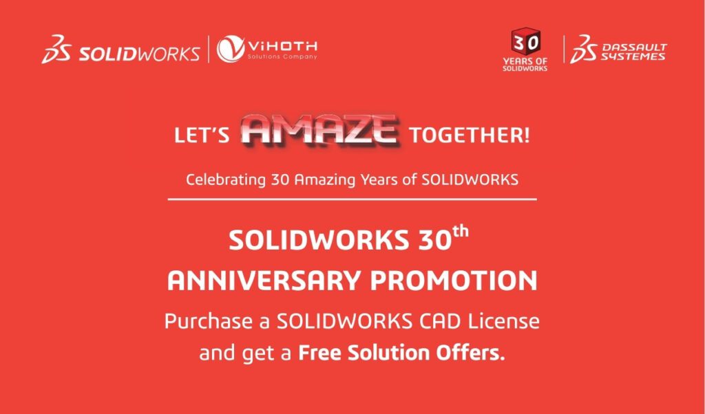 Khuyến mãi kỷ niệm 30 năm SOLIDWORKS Ưu đãi lớn cho doanh nghiệp 1 ViHoth Solutions khuyến mãi kỷ niệm 30 năm SOLIDWORKS