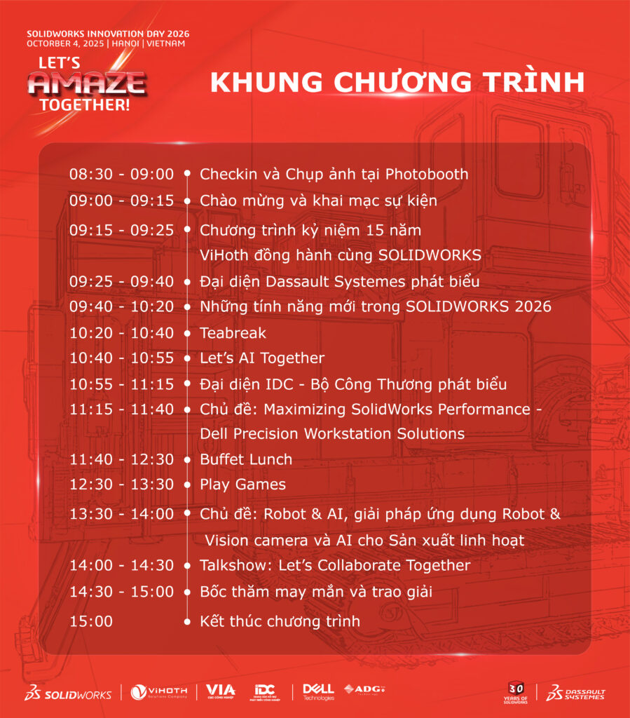 SOLIDWORKS INNOVATION DAY 2026 – Ngày hội công nghệ lớn nhất năm tại Hà Nội 3 Khung chương trình SOLIDWORKS INNOVATION DAY 2026