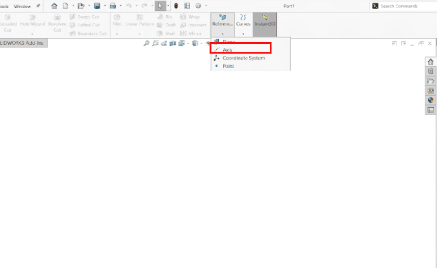 SOLIDWORKS – Tạo trục tham chiếu 2 Cách tạo trục tham chiếu SOLIDWORKS