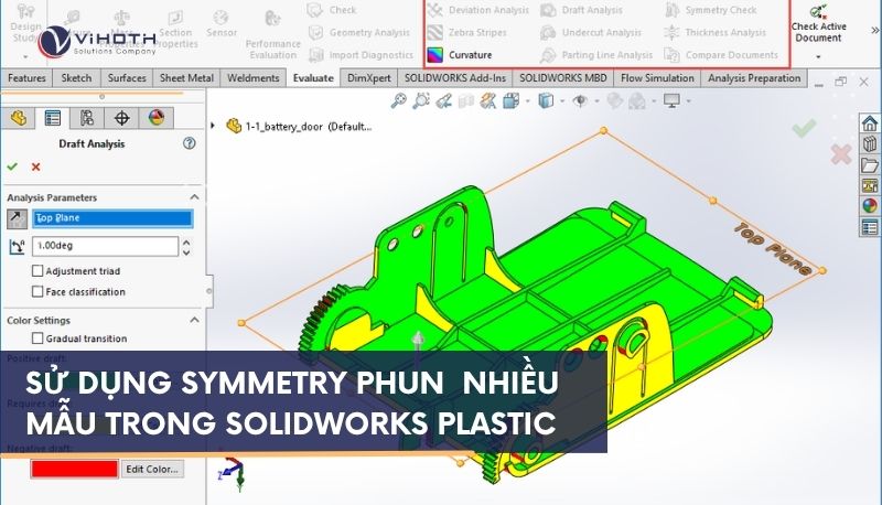 Sử dụng Symmetry phun nhiều mẫu trong SOLIDWORKS Plastic 9 solidworks plastic 1
