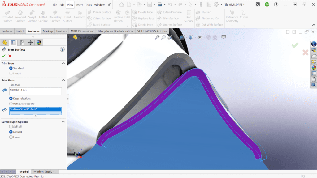 10 Kỹ thuật Surface SOLIDWORKS nâng cao mà người dùng cần biết 8 ky thuat surface solidworks 8