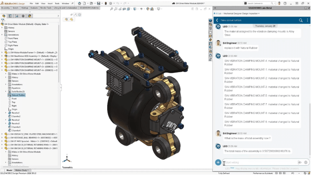 10 tinh nang ai trong solidworks 2026