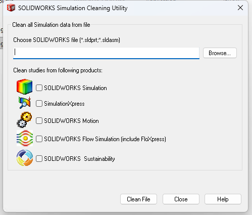 Công cụ SOLIDWORKS CLEANING UTILITY