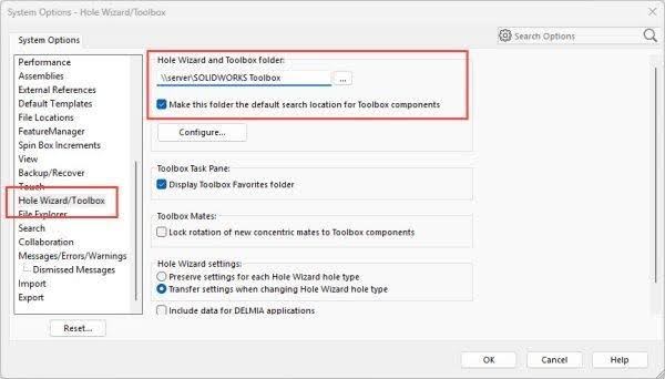 Cách di chuyển SOLIDWORKS ToolBox độc lập đến vị trí mạng 2 solidworks toolbox 1