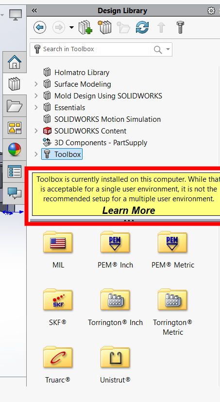 Cách di chuyển SOLIDWORKS ToolBox độc lập đến vị trí mạng 1 solidworks